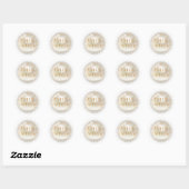 Sticker Rond heureux anniversaire or script perles blanches (Feuille)