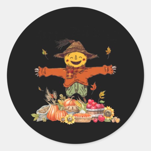 Sticker Rond heureux automne yall scarecrow citrouille thansgiv (Devant)