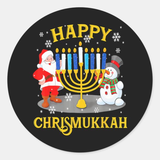 Sticker Rond Heureux Chrismukkah Funny Hanoukka Christmas Jewis (Devant)