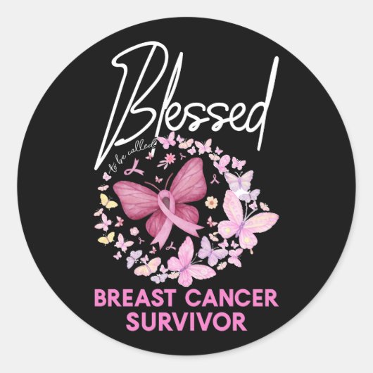 Sticker Rond Heureux D'Être Appelé Cancer Du Sein Survivant Pin (Devant)