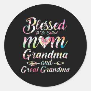 Sticker Rond Heureux D'Être Appelé Maman Grand-Mère Grand Grand