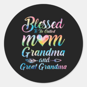 Sticker Rond Heureux D'Être Appelé Maman Grand-Mère Grand Grand