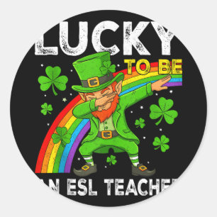 Sticker Rond Heureux d'être un professeur d'anglais langue seco