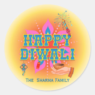Sticker Rond Heureux Diwali