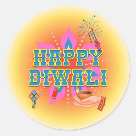 Sticker Rond Heureux Diwali (Devant)