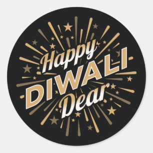 Sticker Rond Heureux Diwali Cher - Fête des feux d'artifice