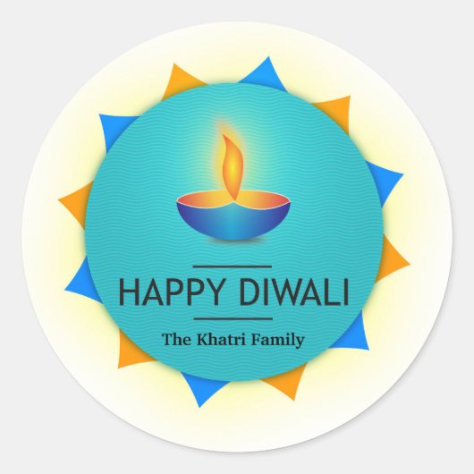 Sticker Rond Heureux Diwali personnalisé (Devant)