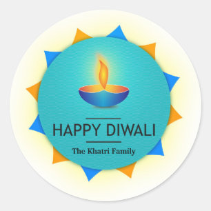 Sticker Rond Heureux Diwali personnalisé