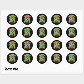 Sticker Rond Heureux et Chanceux (Feuille)