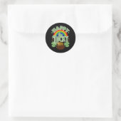 Sticker Rond Heureux et Chanceux (Sac)
