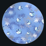 Sticker Rond Heureux Hanoukka Falling Star et Dreidels<br><div class="desc">You are viewing The Lee Hiller Design Collection. Appareil,  Venin & Collectibles Lee Hiller Photofy or Digital Art Collection. You can view her her Nature photographiy at at http://HikeOurPlanet.com/ and follow her hiking blog within Hot Springs National Park.</div>