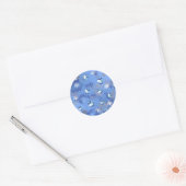 Sticker Rond Heureux Hanoukka Falling Star et Dreidels (Enveloppe)