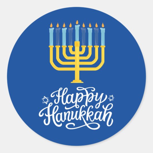 Sticker Rond Heureux Hanoukka Menorah (Devant)