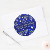 Sticker Rond Heureux Hanoukka Menorah (Enveloppe)
