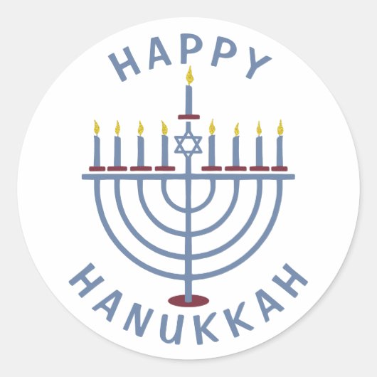 Sticker Rond Heureux Hanoukka Menorah (Devant)