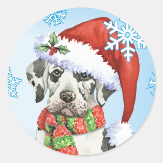 Sticker Rond Heureux Howliday Great Dane (Devant)