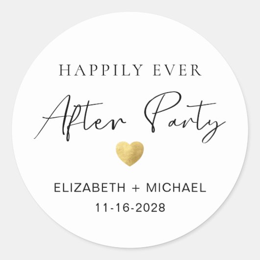 Sticker Rond Heureux Jamais Après La Réception De Mariage (Devant)