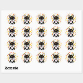 Sticker Rond Heureux Kuro Shiba Inu chien Coeurs Stikers (Feuille)