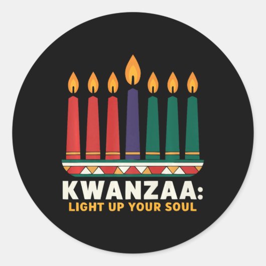 Sticker Rond Heureux Kwanzaa bougies Afrique Fête Afrique Améri (Devant)