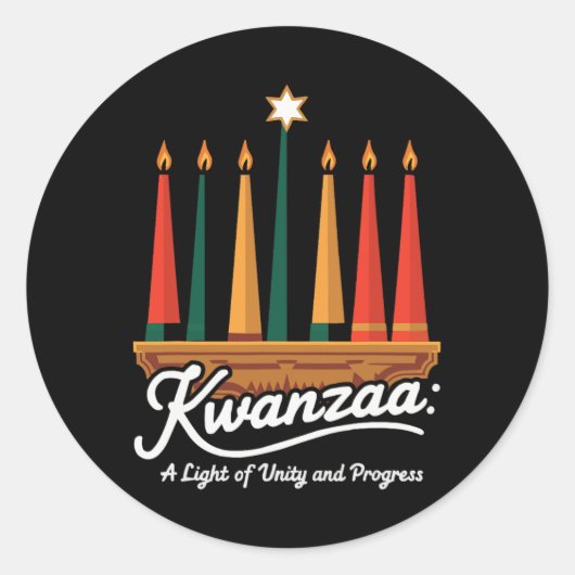Sticker Rond Heureux Kwanzaa bougies Afrique Fête Afrique Améri (Devant)