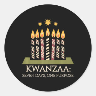 Sticker Rond Heureux Kwanzaa bougies Afrique Fête Afrique Améri