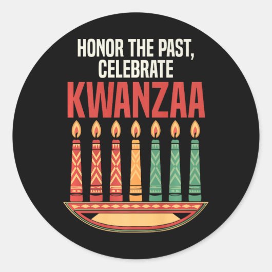 Sticker Rond Heureux Kwanzaa bougies Afrique Fête Afrique Améri (Devant)