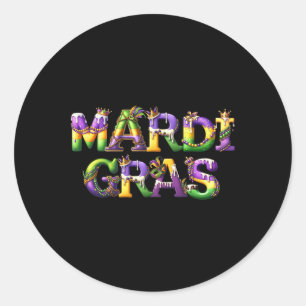 Sticker Rond Heureux Mardi Gras 2025 New Orleans Fleur De Lis M