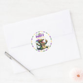 Sticker Rond Heureux Mardi Gras Alligator (Enveloppe)