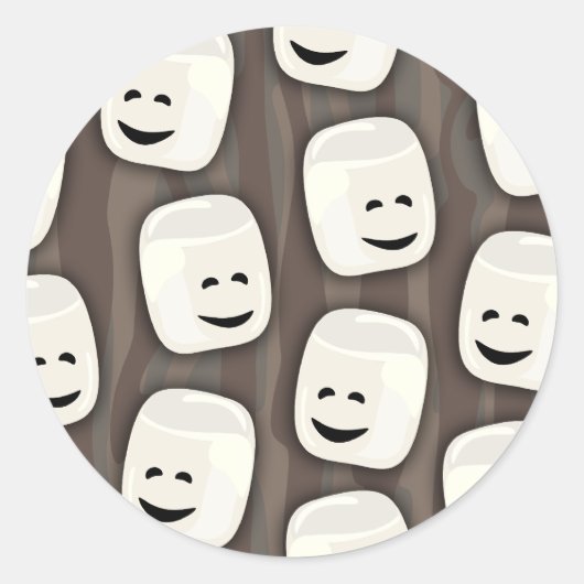Sticker Rond Heureux Motif des amis de Marshmallow (Devant)