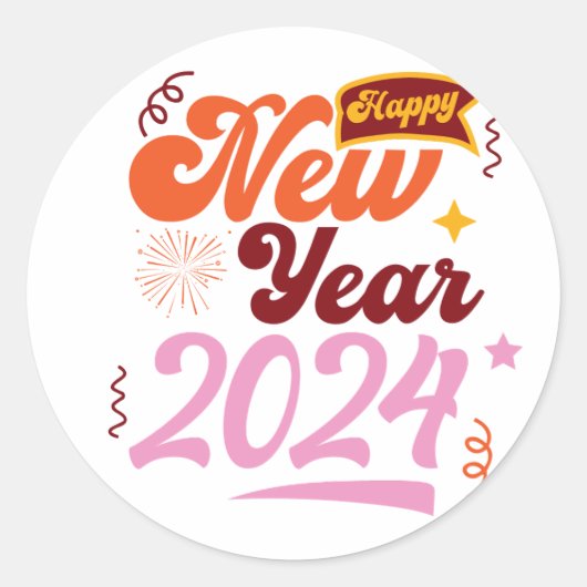 Sticker Rond heureux nouvel an 2024 (Devant)