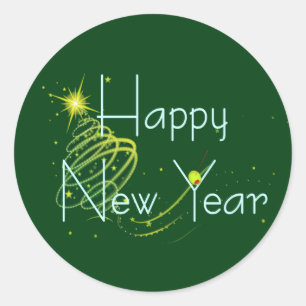 Sticker Rond HEUREUX OLIVE DE NOUVELLE ANNÉE par SHARON SHARPE