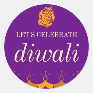 STICKER ROND HEUREUX PARTI DIWALI
