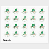 Sticker Rond Heureux Shamrock Clover Joyeux Saint Patrick's day (Feuille)