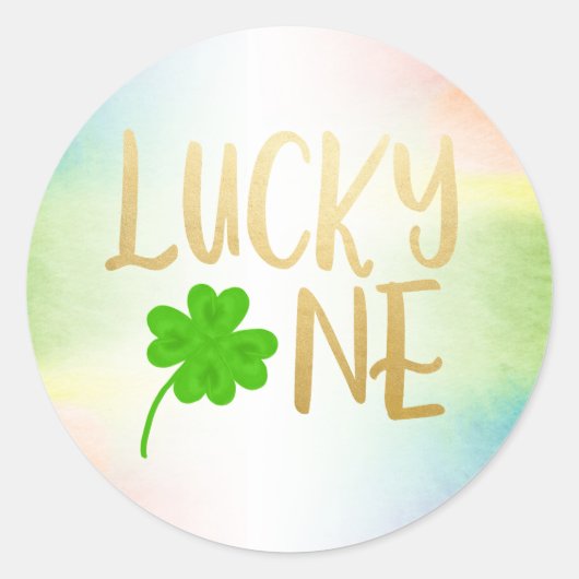Sticker Rond Heureux un shamrock de la Saint-Patricks (Devant)