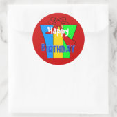 Sticker Rond Heureux voeux d'anniversaire présent (Sac)