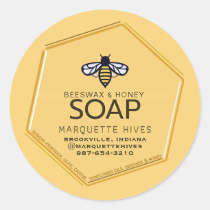 Sticker Rond Hexagon Jaune Moderne 3D Stylisé Savon D'Abeille