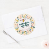 Sticker Rond Hexagon Wreath Antique Jar de miel blanc (Enveloppe)