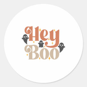 Sticker Rond Hey Boo Boho Halloween Hey Boo Ghost