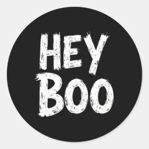 Sticker Rond Hey Boo Funny Halloween Fantôme