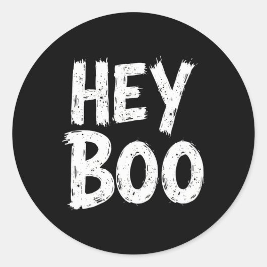 Sticker Rond Hey Boo Funny Halloween Fantôme (Devant)