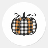 Sticker Rond Hey Citrouille Buffalo Plaid Pour Automne L'Automn (Devant)