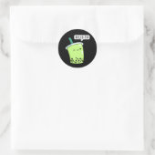 Sticker Rond Hey Cu Tea Drôle Boba Tea Pun Dark BG (Sac)