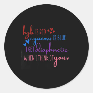 Sticker Rond Hgb est rouge Cyanose est bleu Obtenir diaphorétiq