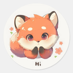 Sticker Rond Hi mignonne Fox Animal