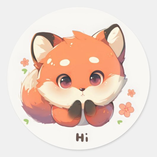 Sticker Rond Hi mignonne Fox Animal (Devant)