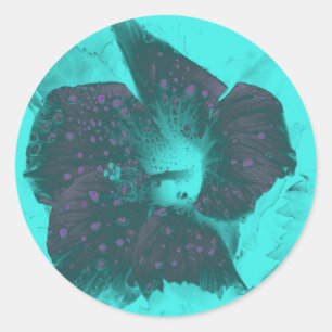 Sticker Rond Hibiscus Abstrait Tricolor