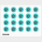 Sticker Rond Hibiscus Abstrait Tricolor (Feuille)