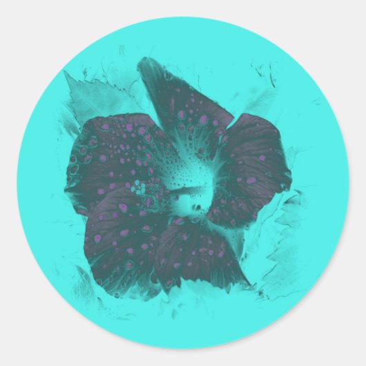 Sticker Rond Hibiscus Abstrait Tricolor (Devant)