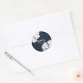 Sticker Rond Hibiscus Blanc Bleu Mariage tropical Favoriser (Enveloppe)
