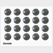Sticker Rond Hibiscus bleu Mariage floral (Feuille)